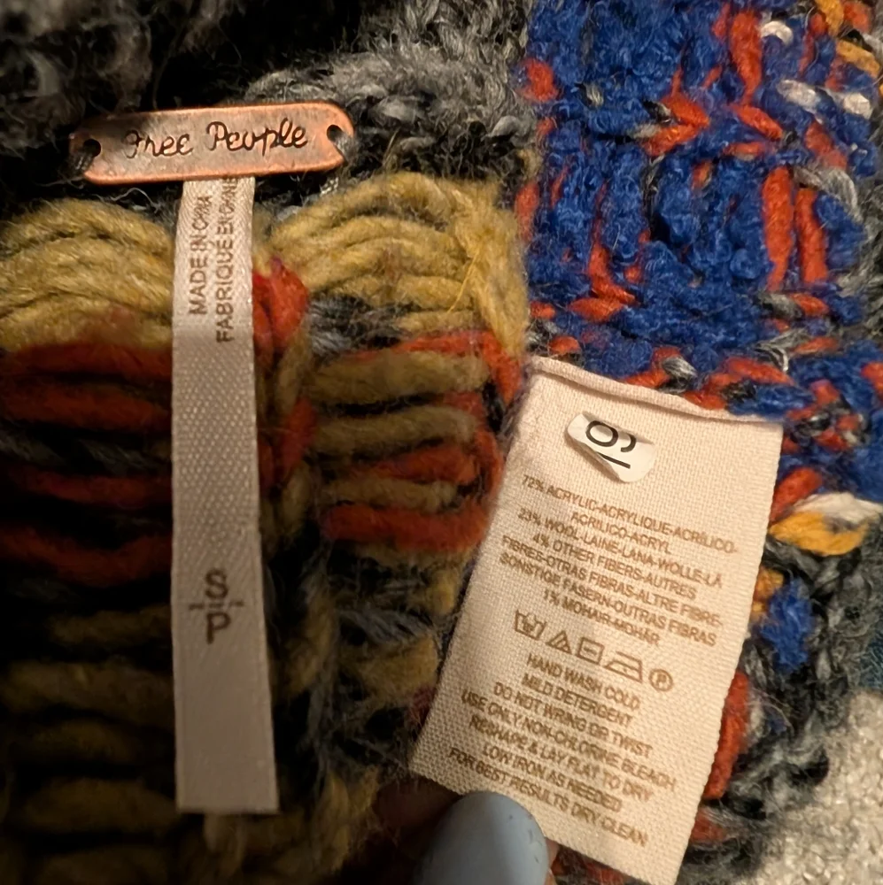 Free People Mascot Tiger Cardigan Size Small Wool Blend Button Front